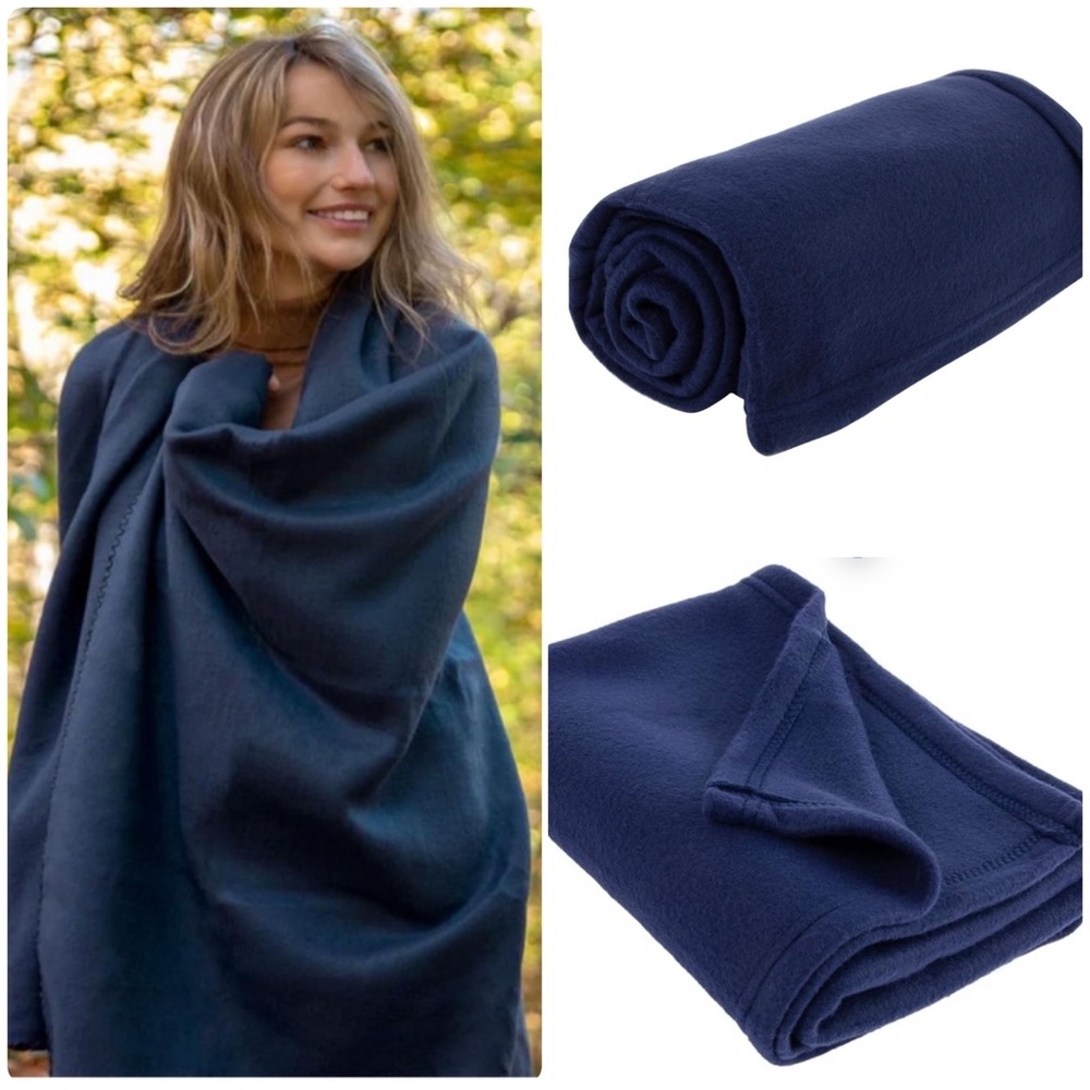 Trail Maker Navy Blue Fleece Throw Blanket Extra Large 61x84 Dorm Twin NWOT
